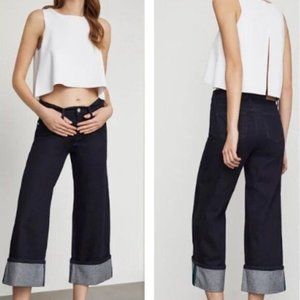 BCBG MAXAZRIA Women's Cropped Wide Leg Jeans Rinse Wash Size 27 MSRP $248